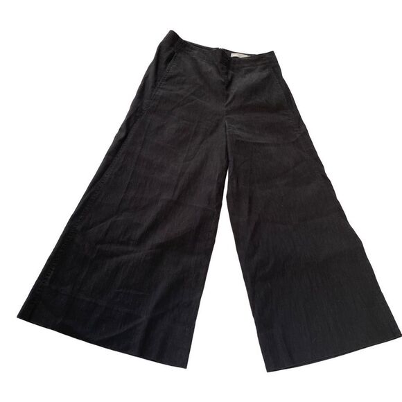VINCE CROPPED LINEN BLEND CASUAL PANT Black Women’s Slack minimal Size 2 lagenlo - Picture 4 of 9